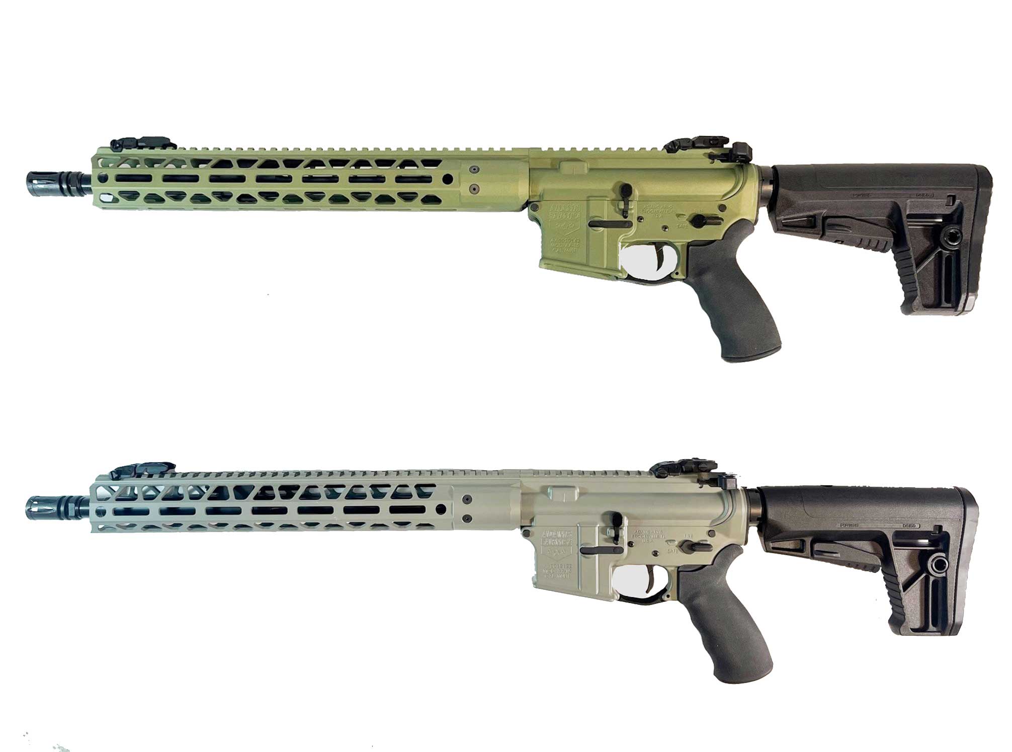 2 colors Green and grey Adams Arms cerakote AR15 rifles