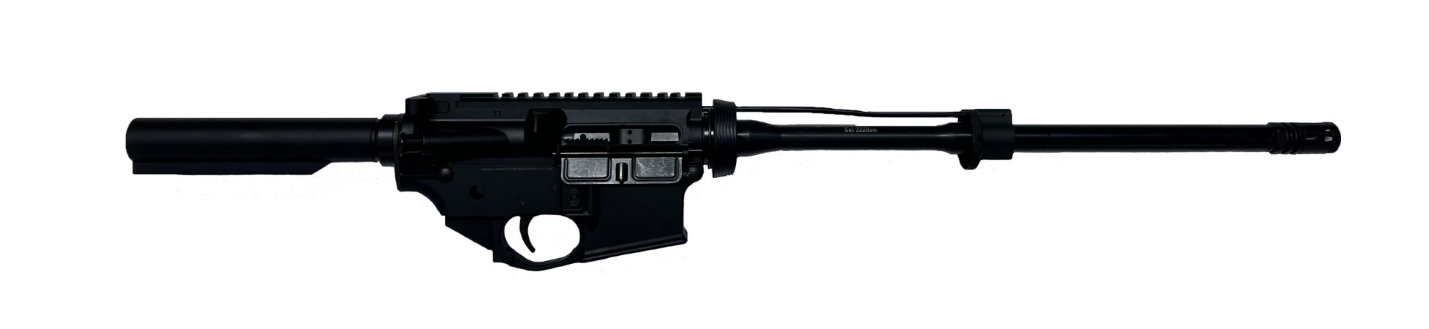 Mil Spec Direct Impingement System AR 15 upper and lower assembly without handguard displaying the gas tube